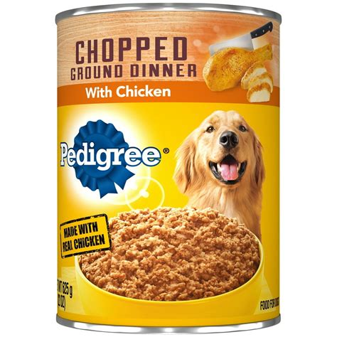 pedigree chopped ground dinner with chicken|pedigree 22oz wet dog food.